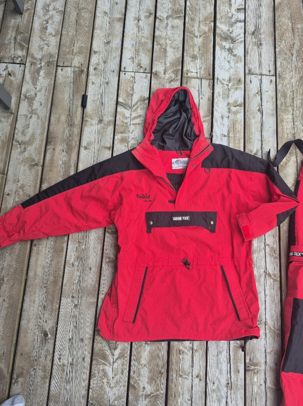 Vintage Far West Medium Red Gore-Tex Hooded Jacket and Bib pants